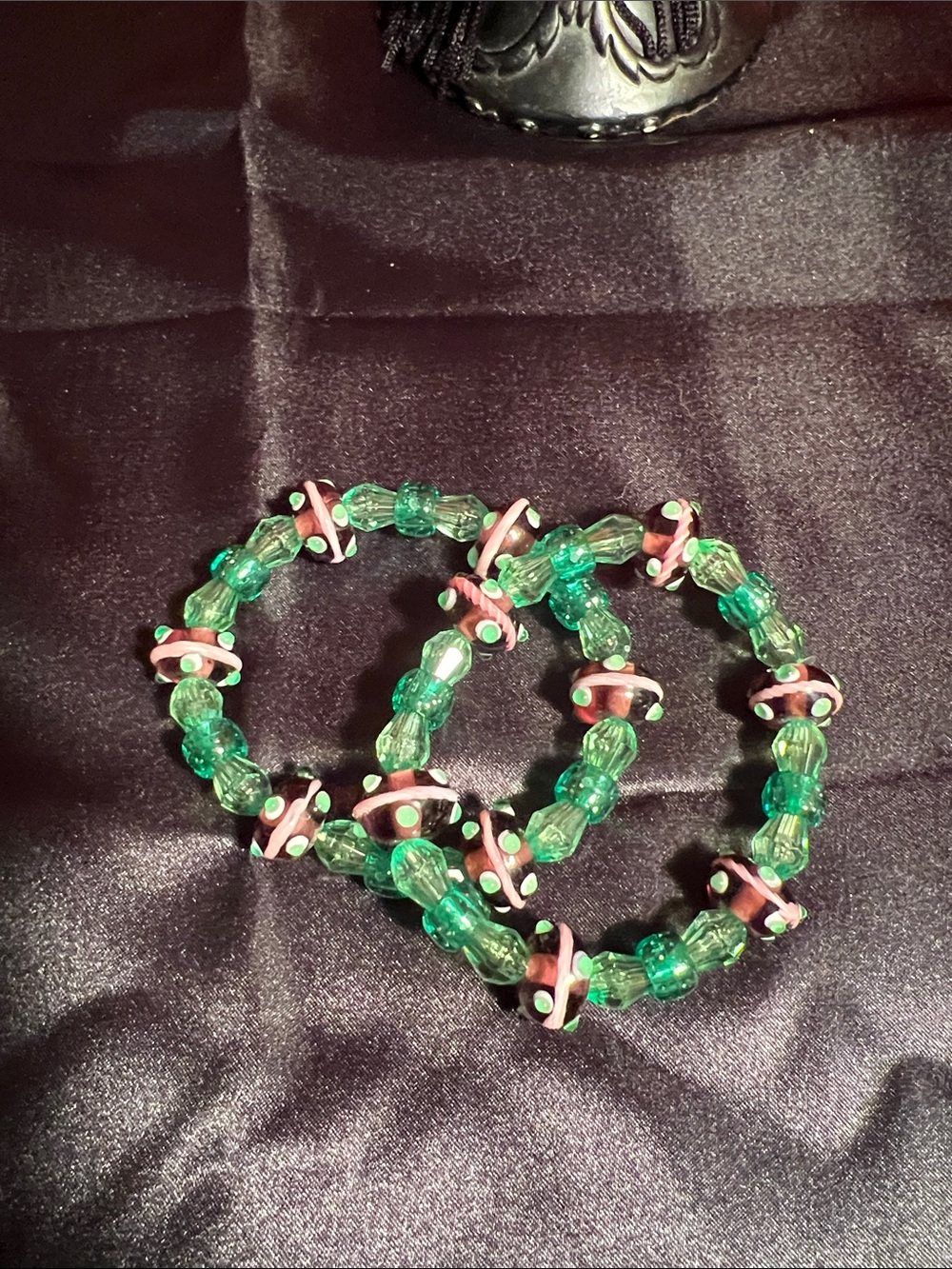 Beautiful green and brown beaded bracelet homemade